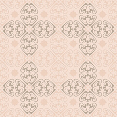 Gray beige carved arabic style seamless pattern, oriental motif art background, elegant pattern