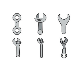 wrench tool icons set vector illustration