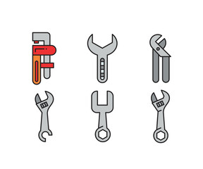 wrench and adjustable wrench icons illustration