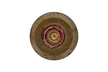 Rim of used firearms cartridge 7,62 mm isolated on white background.