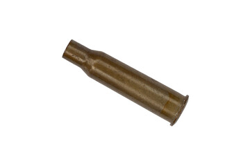 Used firearms cartridge 7,62 mm isolated on white background.