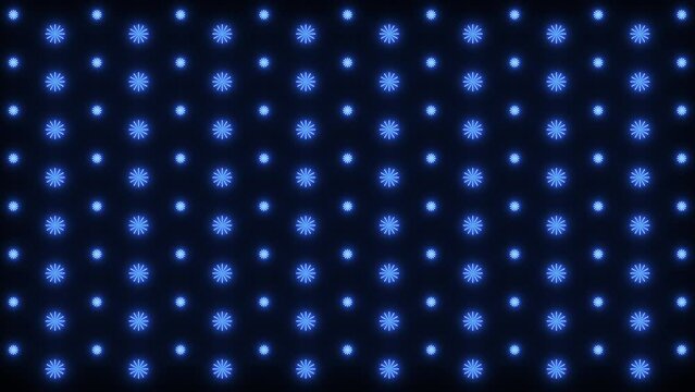 Glowing blue fireworks animation on black background.