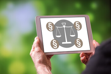 Law concept on a tablet