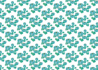 Teal Pumpkin Halloween　Pattern   青緑色の水彩イラスト　かぼちゃの背景素材