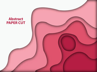 Banner with 3D paper cut design wave pink color. Abstract background. layout blank use for text message presentations. green tone color wallpaper.