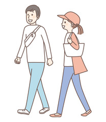 simple illustration of walking people