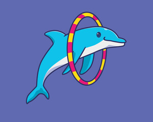 cute dolphin circus cartoon illustration