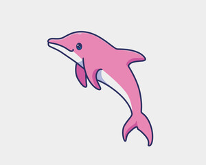 cute dolphin pink cartoon illustration