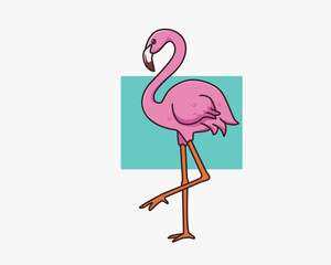 flamingo walking cartoon illustration