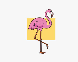 flamingo walking cartoon illustration