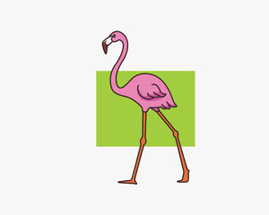 flamingo walking cartoon illustration