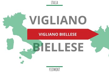 Vigliano Biellese: Illustration mit dem Namen der italienischen Stadt Vigliano Biellese - obrazy, fototapety, plakaty