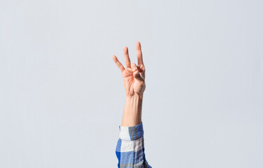 Number EIGHT in sign language. Deaf and dumb counting the number EIGHT in sign language, Fingers of people counting number EIGHT in sign language. Concept of numbers in sign language