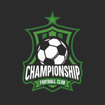 Soccer Green color Football Badge Logo Design Templates | Sport Team Identity Vector Illustrations isolated on black Background