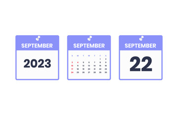 September calendar design. September 22 2023 calendar icon for schedule, appointment, important date concept