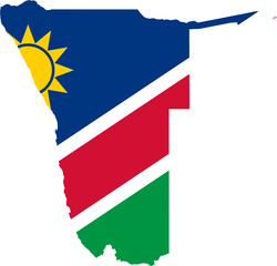 Namibia Map Flag. Namibian Border Boundary Country Shape Nation National Outline Atlas Flag Sign Symbol Banner. Transparent PNG Flattened JPG Flat JPEG