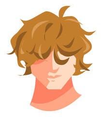handsome boy avatar, man, male. face. flat vector design