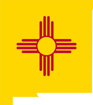 New Mexico USA Map Flag. NM US Outline Boundary Border Shape State Flag Sign Symbol Atlas Geography Banner. New Mexican Transparent PNG Flattened JPG Flat JPEG