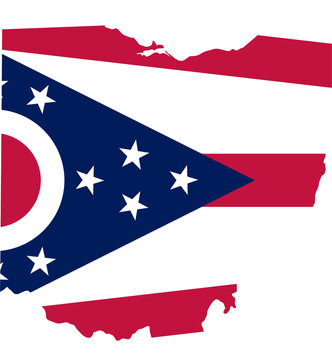 Ohio USA Map Flag. OH US Outline Boundary Border Shape State Flag Sign Symbol Atlas Geography Banner. Ohioan Transparent PNG Buckeye Flattened JPG Flat JPEG