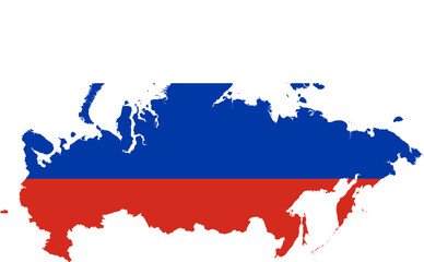 Russia Map Flag. Russian Border Boundary Country Shape Nation National Outline Atlas Flag Sign Symbol Banner. Transparent PNG Flattened JPG Flat JPEG