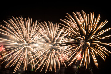 Obraz premium Amazing fireworks show in the dark sky.