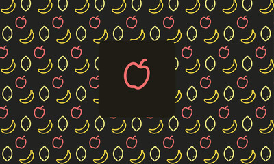 Fruit pattern. Apple line icon.