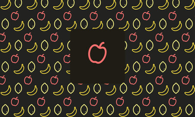 Fruit pattern. Apple line icon.