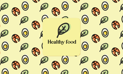 Healthy food pattern. Spinach, egg, salmon