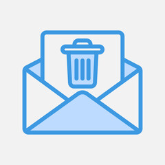 Trash icon in blue style about email, use for website mobile app presentation