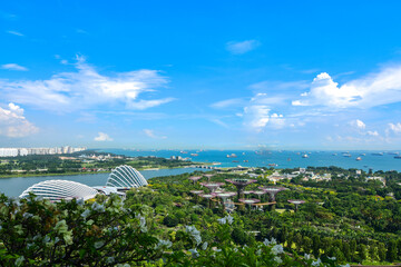 A wide viewpoint of the Marina bay area in Singapore