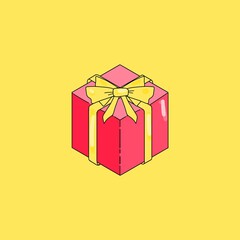 illustration of gift box with ribbon