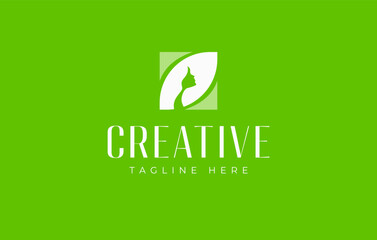 Woman Leaf Square Logo Design