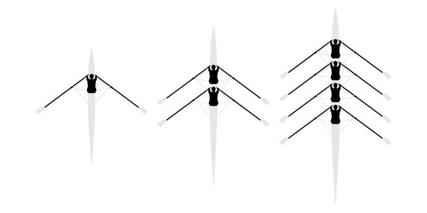 Rowing boats set pictogram vector illustration.