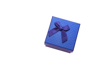 blue gift box closeup isolated on white background