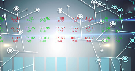 Image of network of connections with mathematical equations and data processing