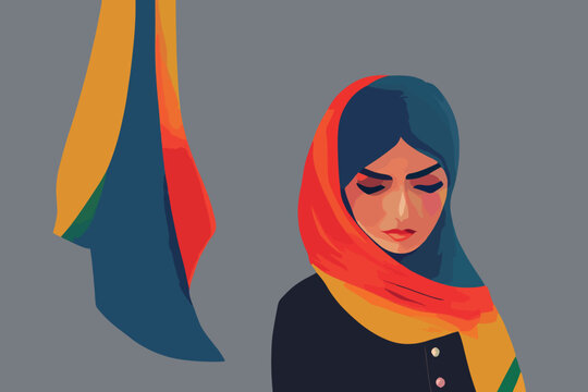 An Iranian girl wearing a hijab. Women protest in Iran
