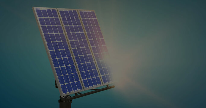 Image of data processing over solar panels