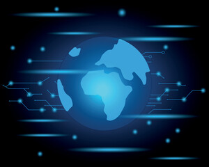 planet earth in neon color. glowing planet on a black background.	