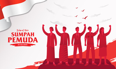 vector illustration. selamat hari Sumpah pemuda. Translation: Happy Indonesian Youth Pledge. Suitable for greeting card, poster and banner.