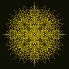 Elegant Fractal pattern, Sacred Geometry, Mysterious mandala pattern, Colorful icon, profile image,golden,yellow