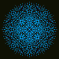 Elegant Fractal pattern, Sacred Geometry, Mysterious mandala pattern, Colorful icon, profile image,blue