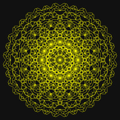 Elegant Fractal pattern, Sacred Geometry, Mysterious mandala pattern, Colorful icon, profile image,golden,yellow