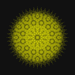 Elegant Fractal pattern, Sacred Geometry, Mysterious mandala pattern, Colorful icon, profile image,yellow,golden