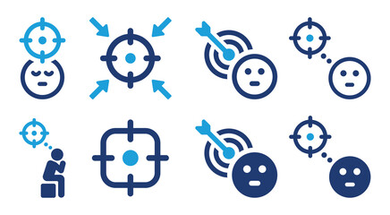 Concentration and focus icon set. Mental concentration symbol vector illustration.