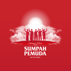 vector illustration. selamat hari Sumpah pemuda. Translation: Happy Indonesian Youth Pledge. Suitable for greeting card, poster and banner.