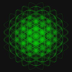 Elegant Fractal pattern, Sacred Geometry, Mysterious mandala pattern, Colorful icon, profile image,green