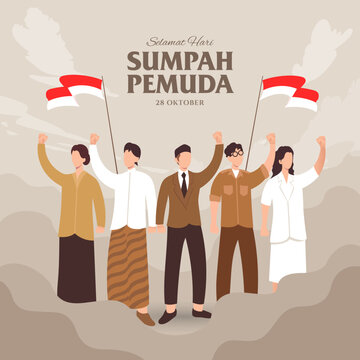 vector illustration. selamat hari Sumpah pemuda. Translation: Happy Indonesian Youth Pledge. Suitable for greeting card, poster and banner.