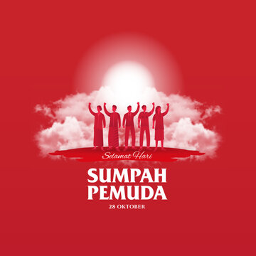vector illustration. selamat hari Sumpah pemuda. Translation: Happy Indonesian Youth Pledge. Suitable for greeting card, poster and banner.