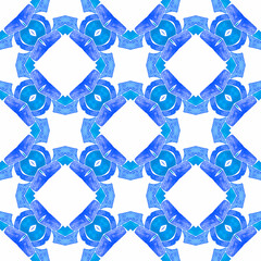 Ethnic hand painted pattern. Blue stylish boho
