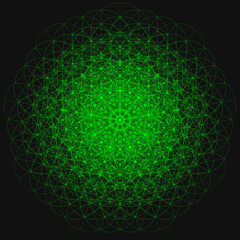 Elegant Fractal pattern, Sacred Geometry, Mysterious mandala pattern, Colorful icon, profile image,green